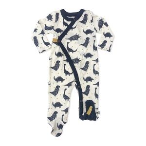 FINN + EMMA Baby Footie, Navy and Gold Dino Print, Size 0-3 months